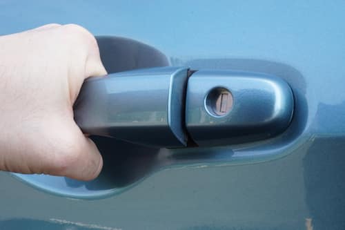 blue car handle